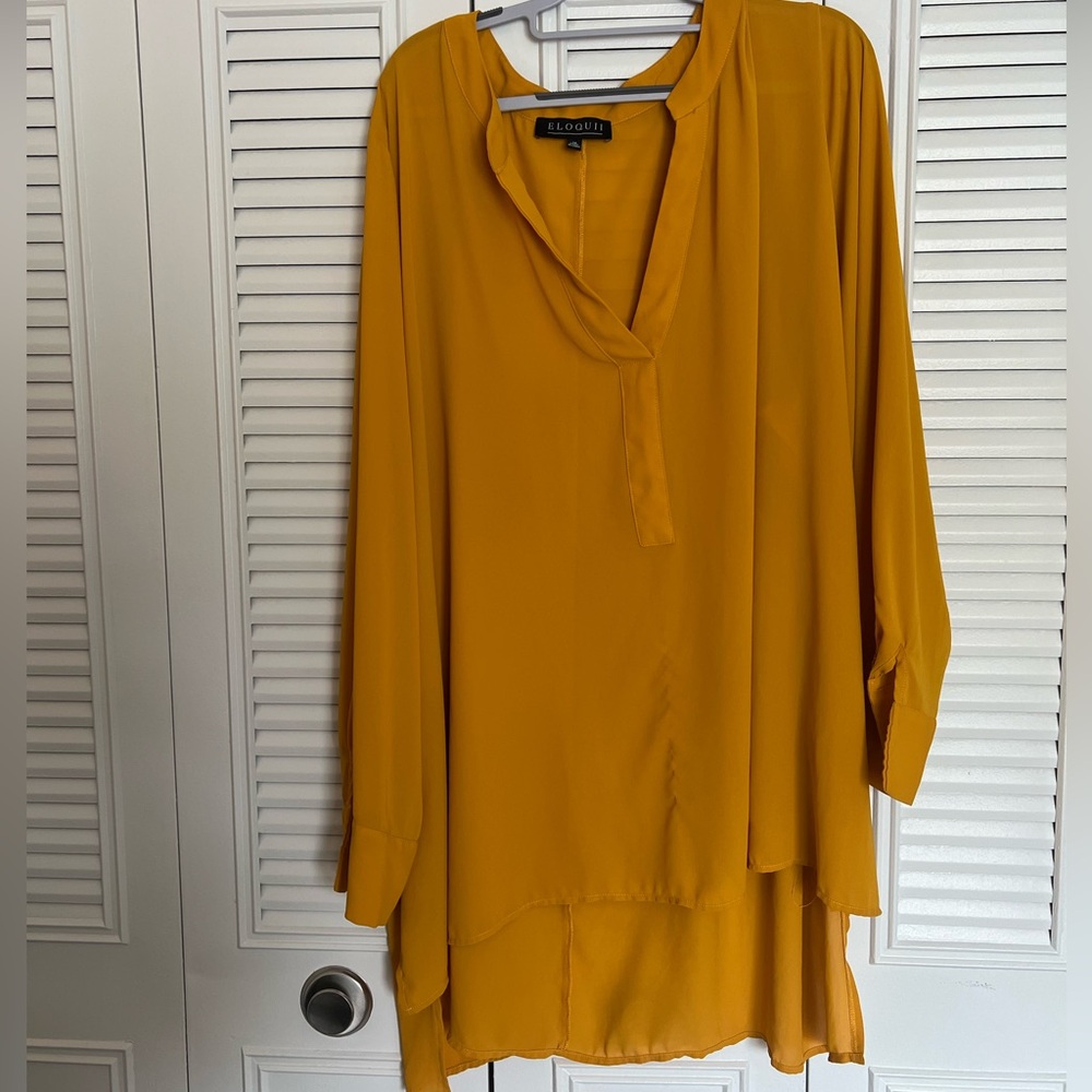 Eloquii Gold Oversized Tunic with Mandarin Collar